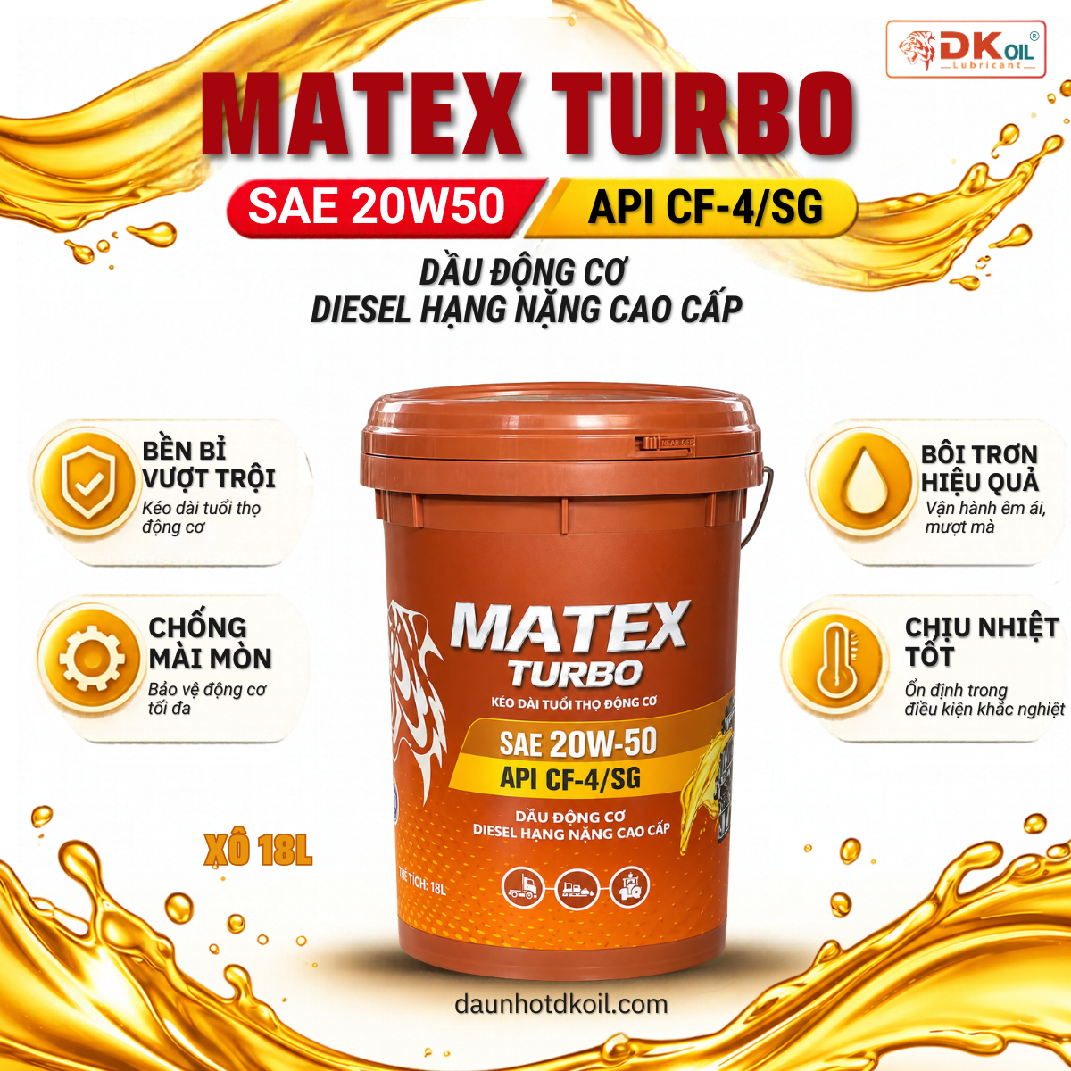 Dầu động cơ MATEX TURBO SAE 20W50, API CF4/SG
