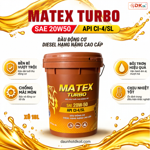 Dầu động cơ MATEX TURBO SAE 20W50, API CI4/SL