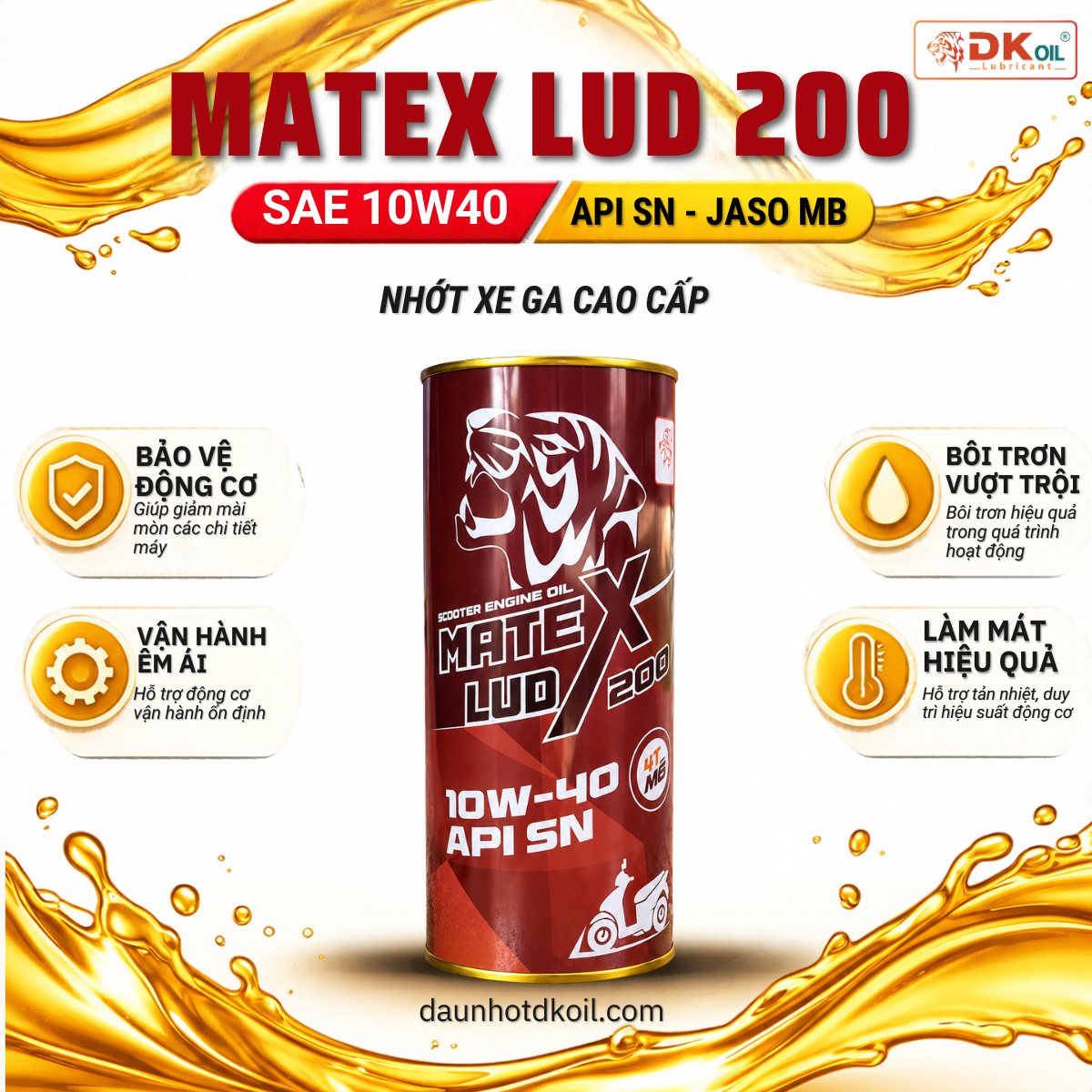 Dầu động cơ MATEX LUD 200 SAE 10W40 API SN